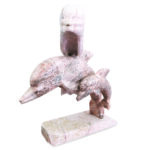 Pink Marble Dolphins Table Sculpture