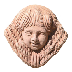 Pannello-decorativo-bambina-con-spighe-di-grano-in-terracotta-Italiana-H.15cm-cosebelleantichemoderne