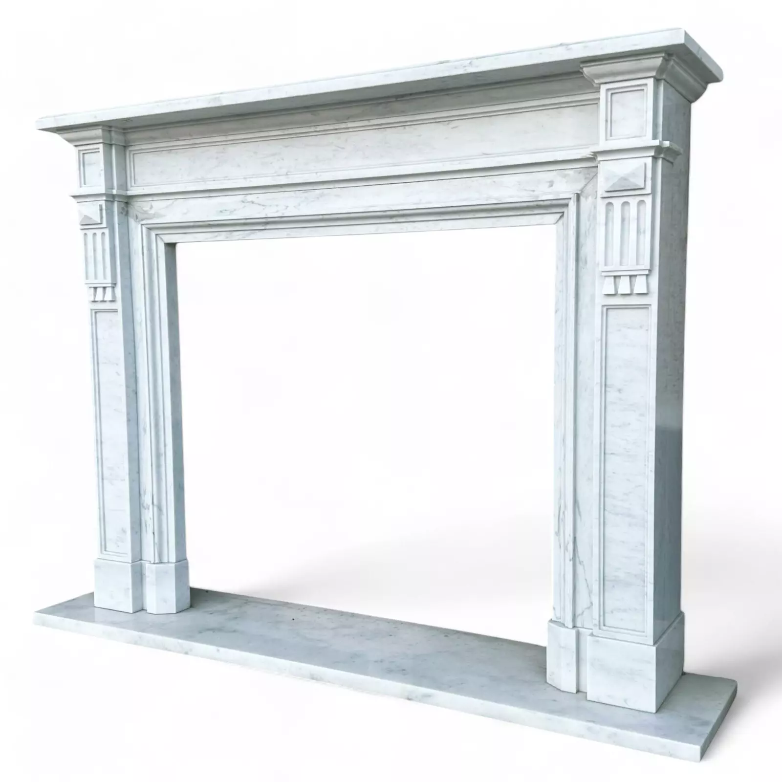 camino-stile-impero-marmo-carrara-cosebelleantichemoderne.