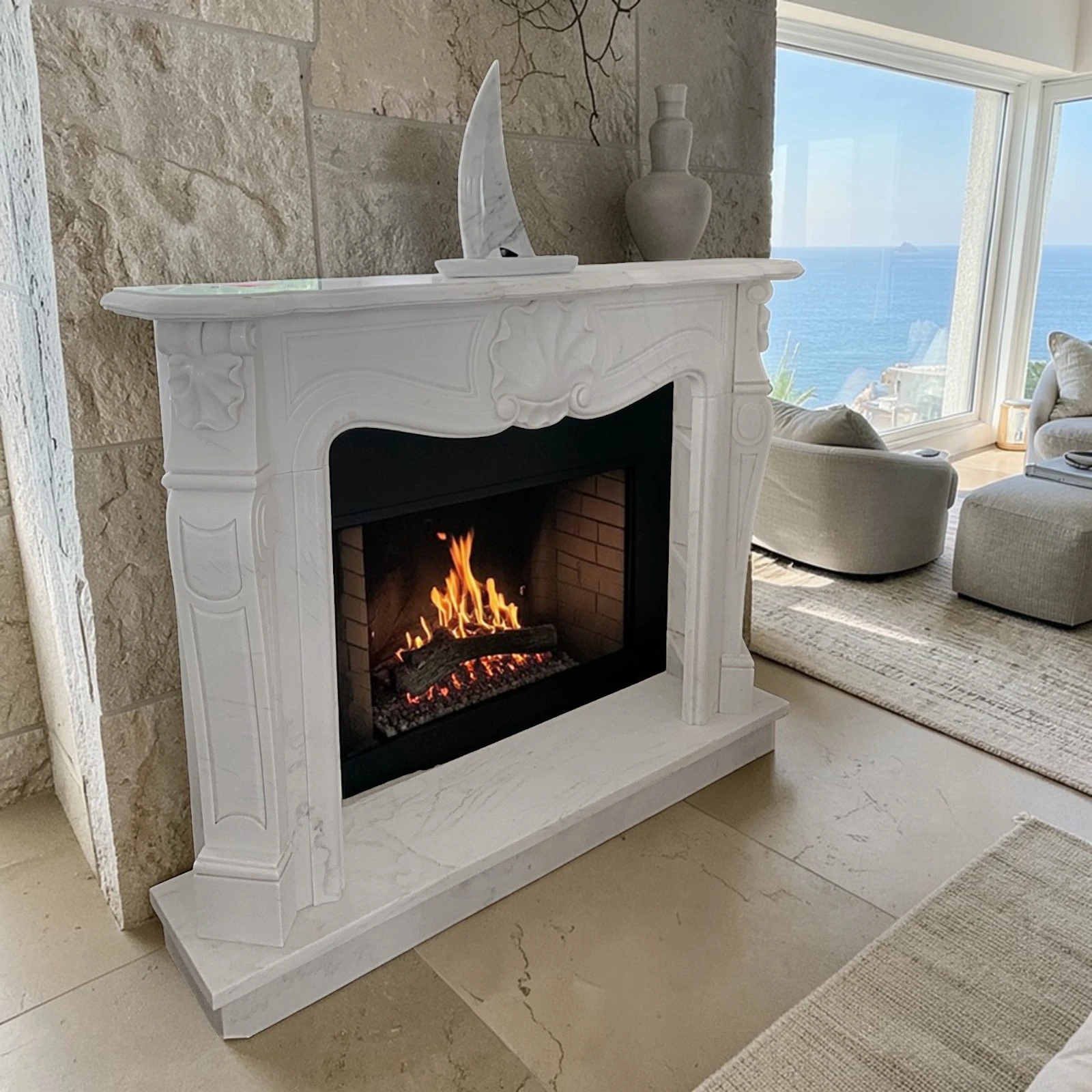 camino-marmo-carrara-conchiglia-cosebelleantichemoderne.