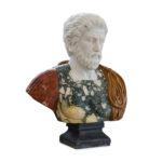 Busto in marmo policromo Imperatore Marco Aurelio H.60cm