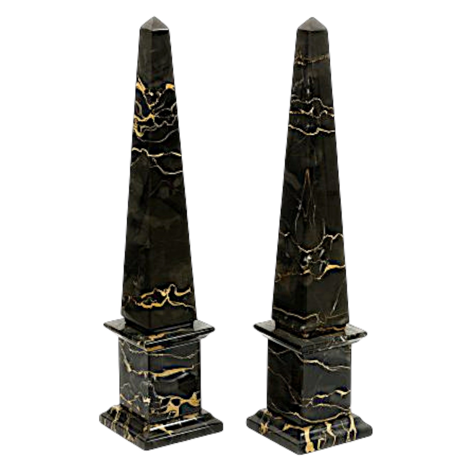Coppia di Obelischi in Marmo Nero Portoro Varie Misure