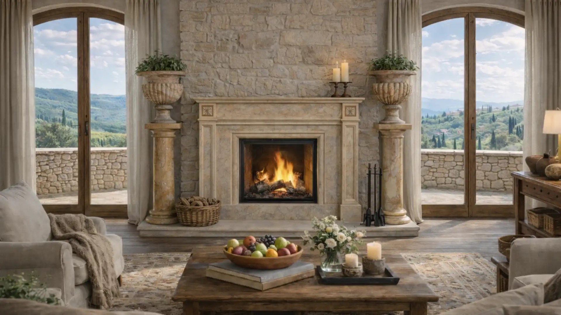 Arredamento rustico camini in marmo colonne in marmo colline toscane