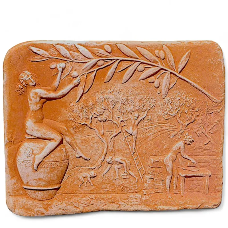 la-raccolta-delle-olive-decorazione-parete-terracotta-cosebelleantichemoderne