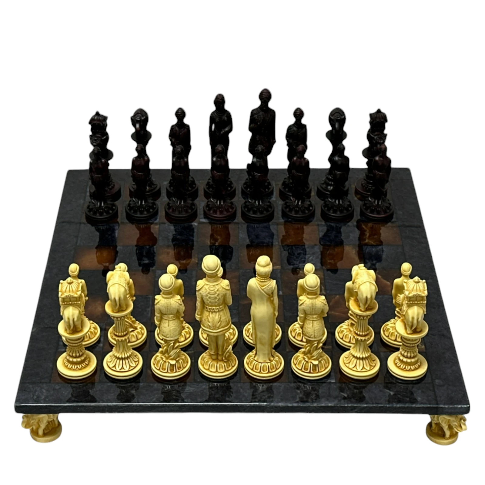 Scacchiera in Agata e Marmo Nero 44cm