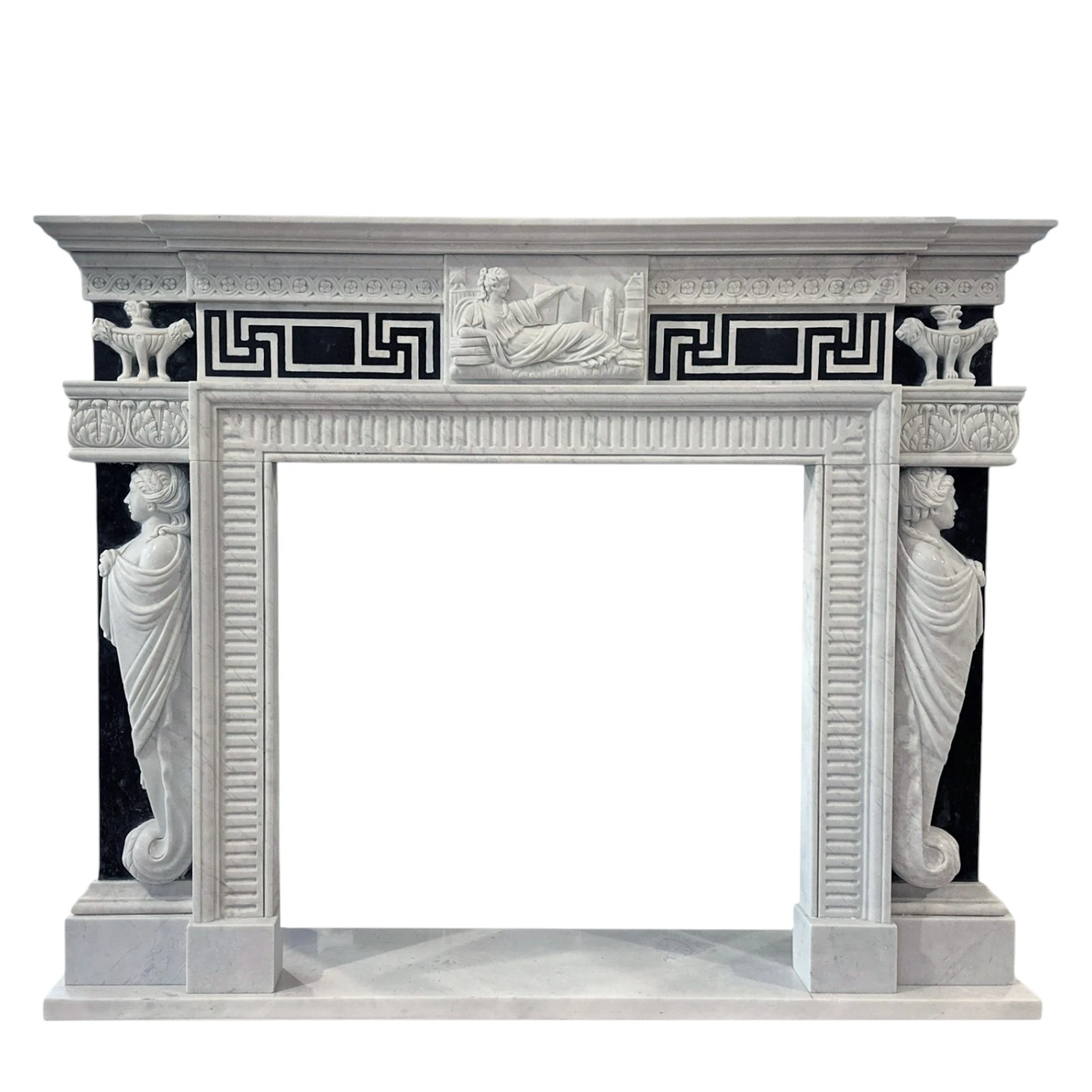 camino-carrara-marmo-nero-scolpito-cosebelleantichemoderne