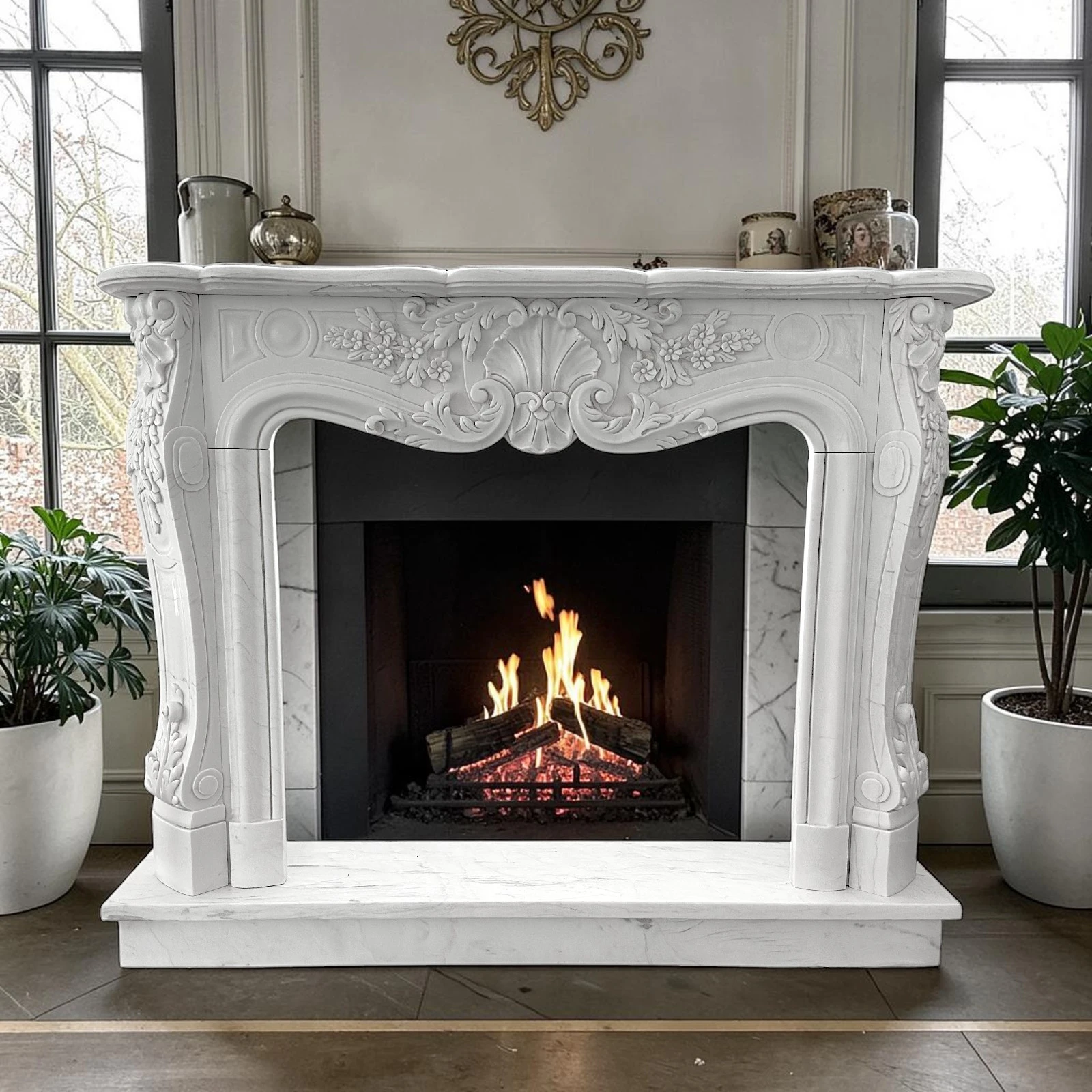 camino-marmo-carrara-fiori-cosebelleantichemoderne