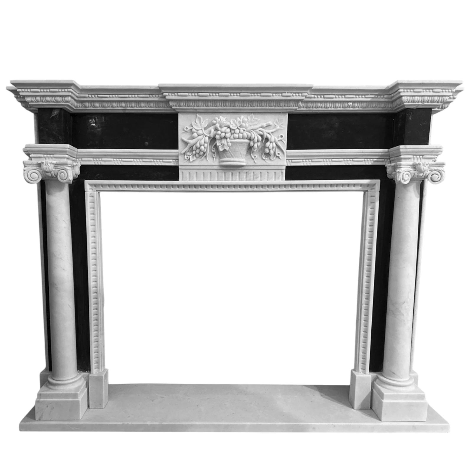 cornice-camino-carrara-bianco-nero-colonne-cosebelleantichemoderne.jpg-