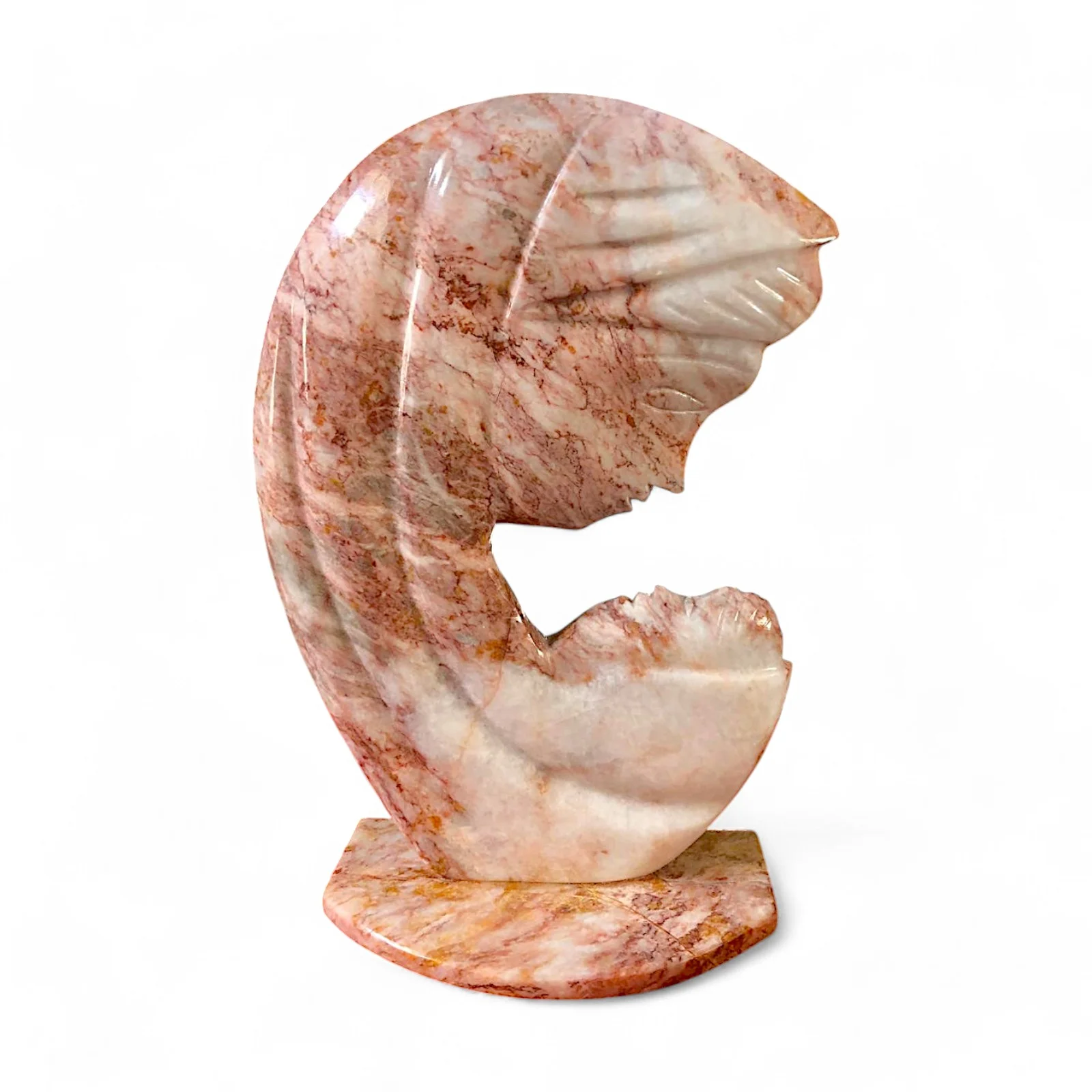 Scultura Madonna con Bambino in Marmo Rosa Varie Misure - 25cm