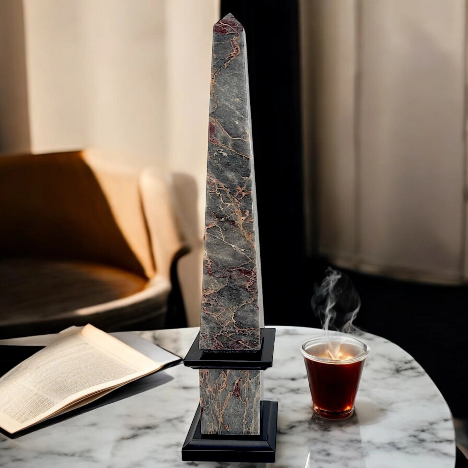 Alternative view of Obelisco in Marmo Salomè e Nero Belgio Varie Misure