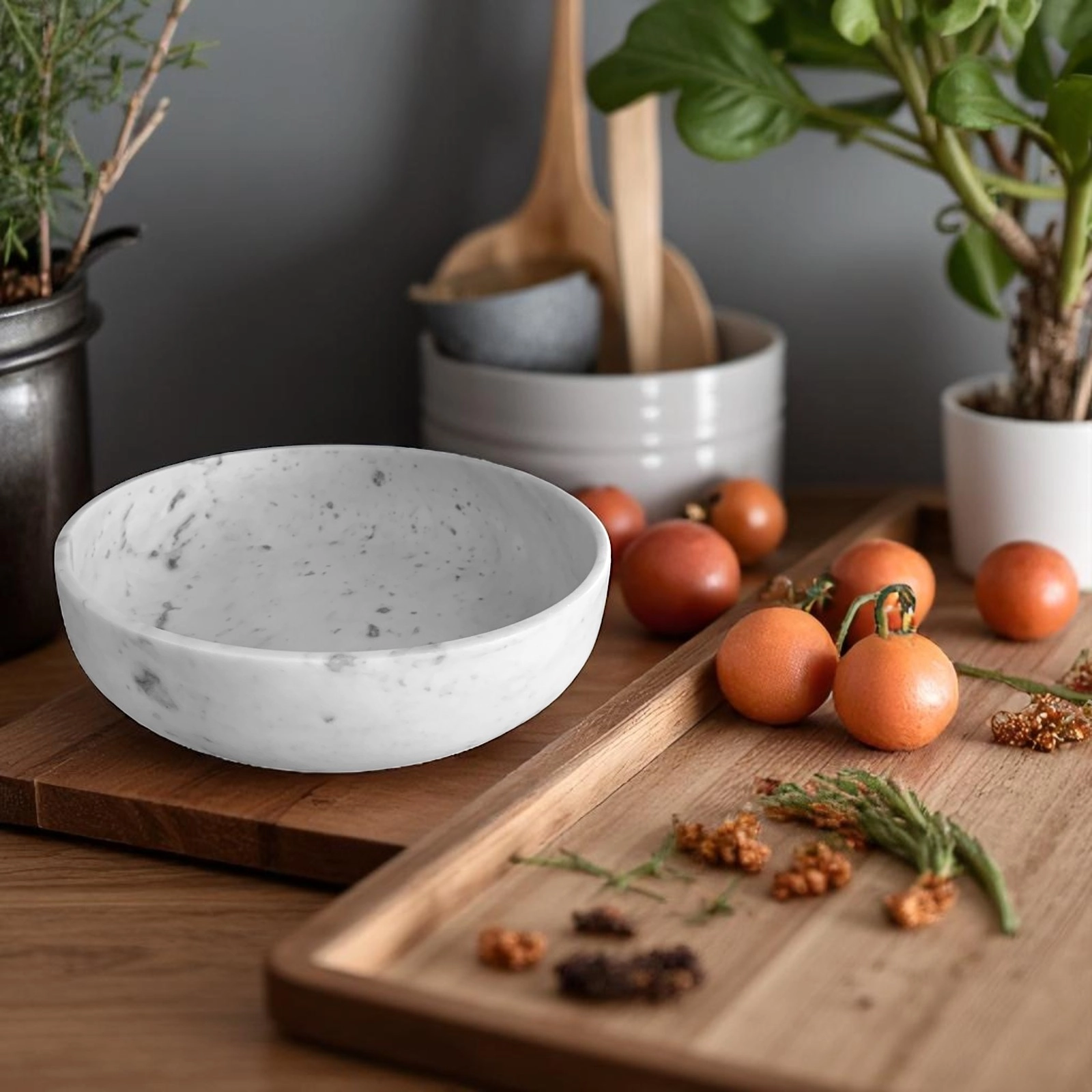 Alternative view of Ciotola in Marmo Bianco Carrara Effetto Opaco Ø 30cm