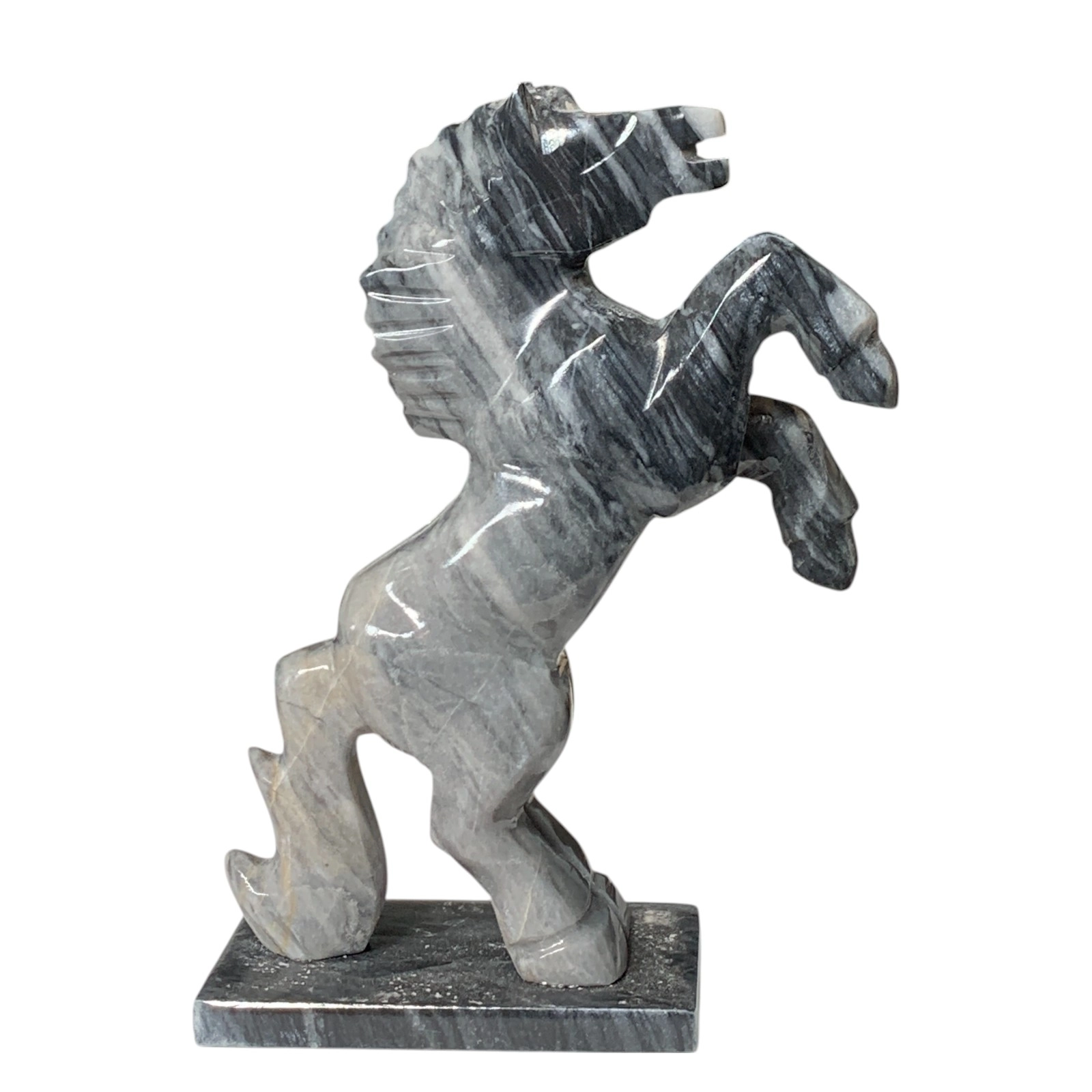 Cavallo in Marmo Grigio Scultura da Tavolo Varie Misure