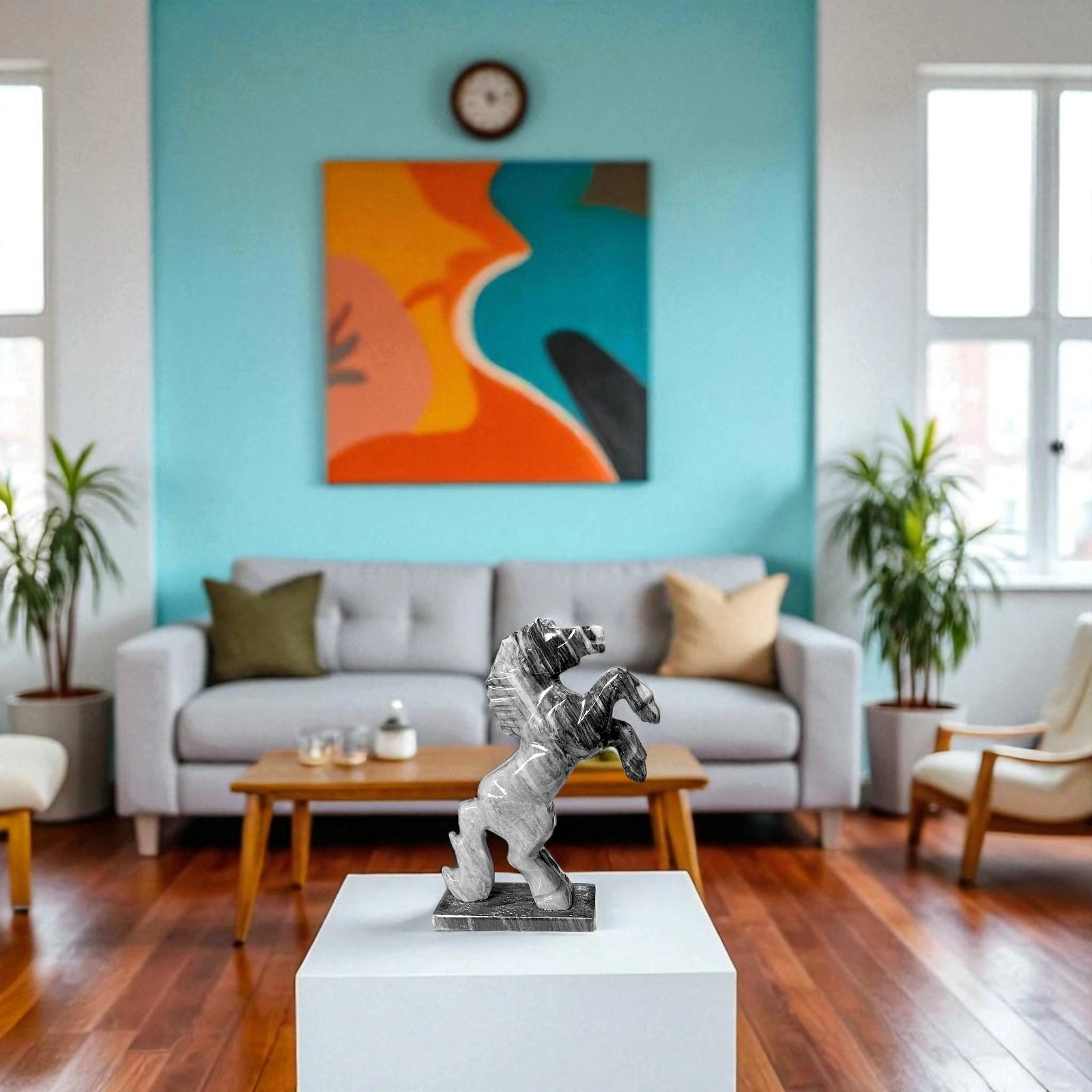 Alternative view of Cavallo in Marmo Grigio Scultura da Tavolo Varie Misure