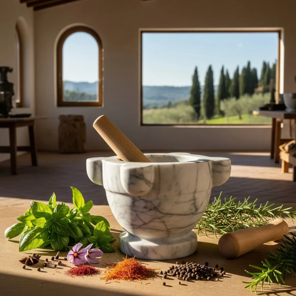 mortaio-artigianale-marmo-carrara-cosebelleantichemoderne.