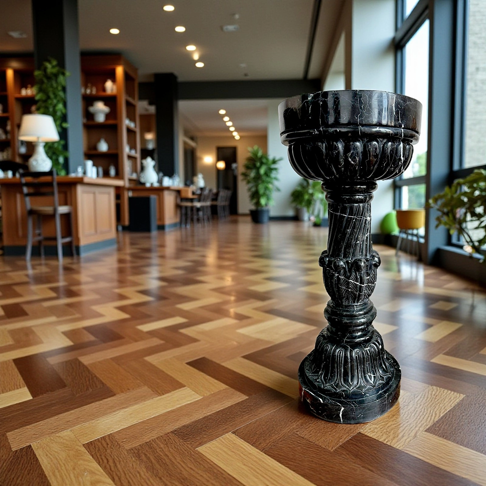 colonna-decorata-capitello-tondo-marmo-nero-marquinia