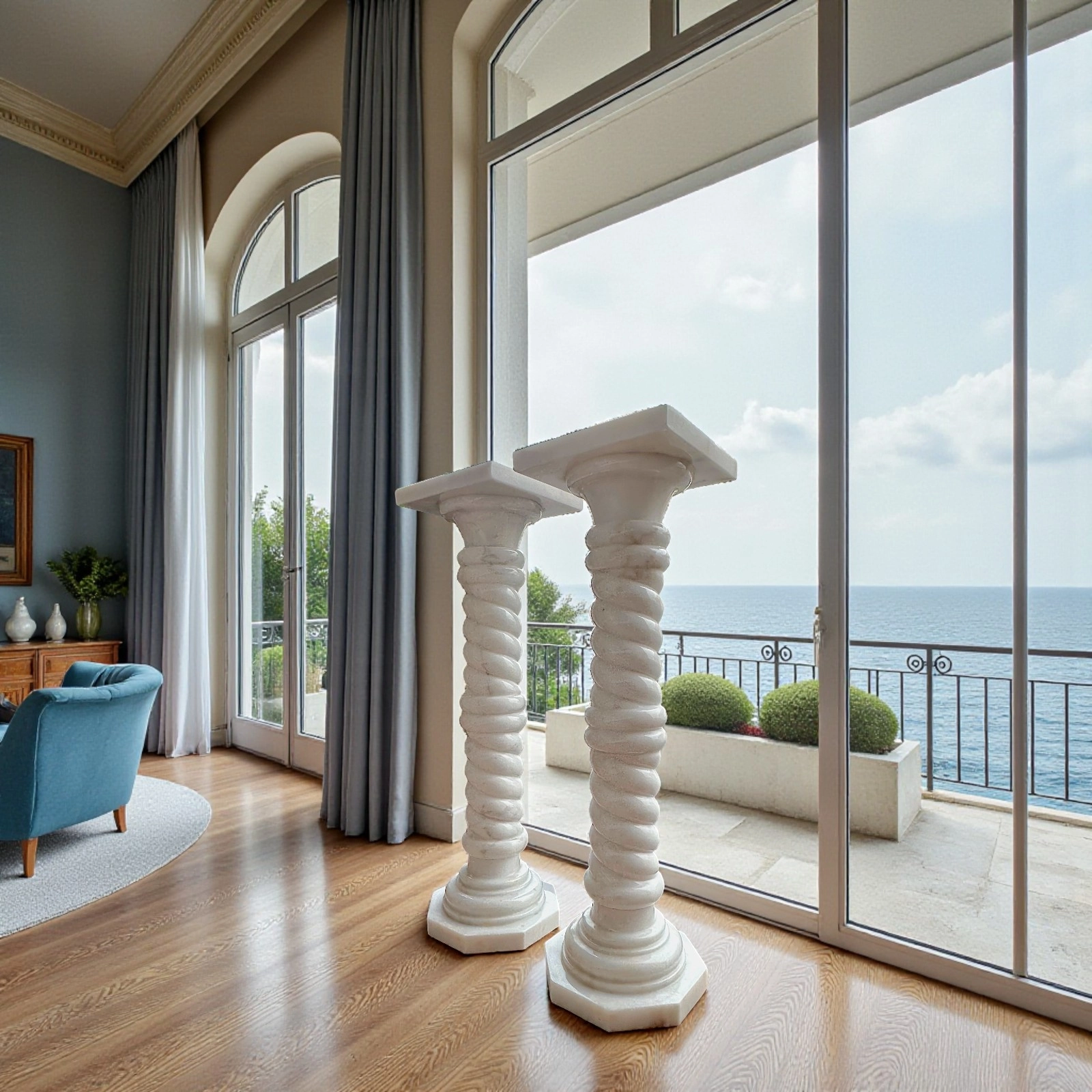 coppia-colonne-fusto-ritorto-bianco-carrara-cosebelleantichemoderne