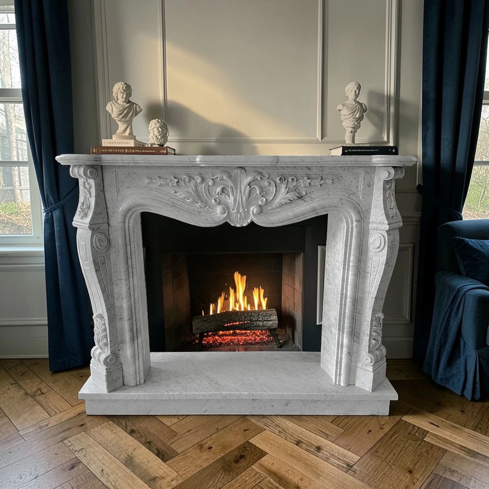 camino-marmo-carrara-venature-cosebelleantichemoderne