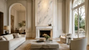 camino-in-marmo-di-carrara-per-salone-elegante-cosebelleantichemoderne