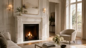 camino-in-marmo-di-carrara-per-salone-elegante-cosebelleantichemoderne