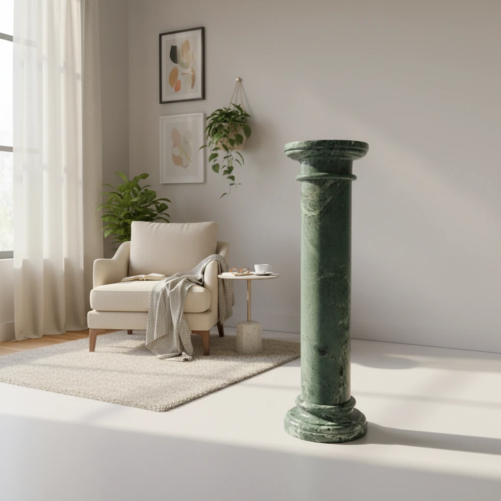 colonna-limestone-decorativa-salone-marmo-cosebelleantichemoderne