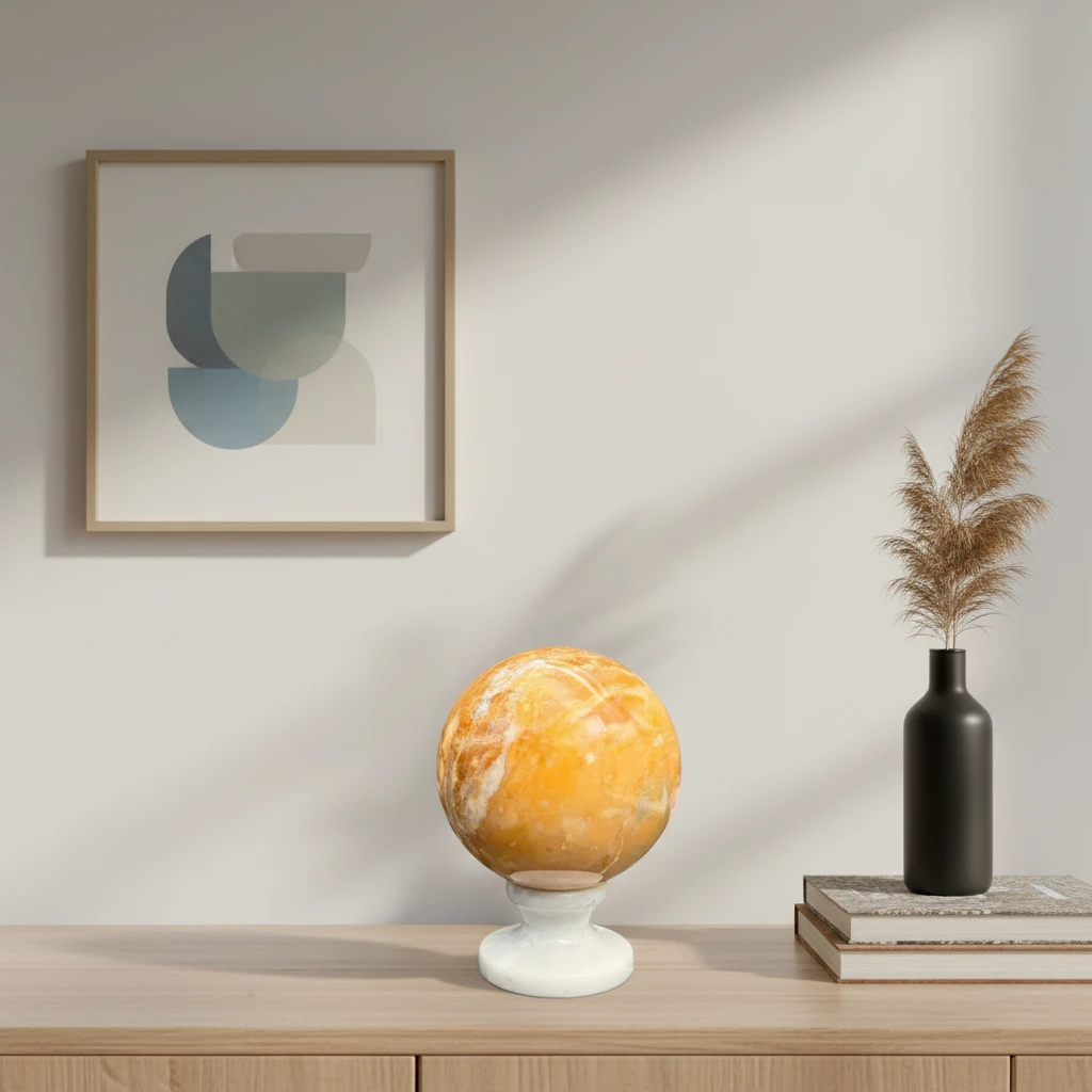 decorative-giallo-siena-sphere-living-room-marble-cosebelleantichemoderne