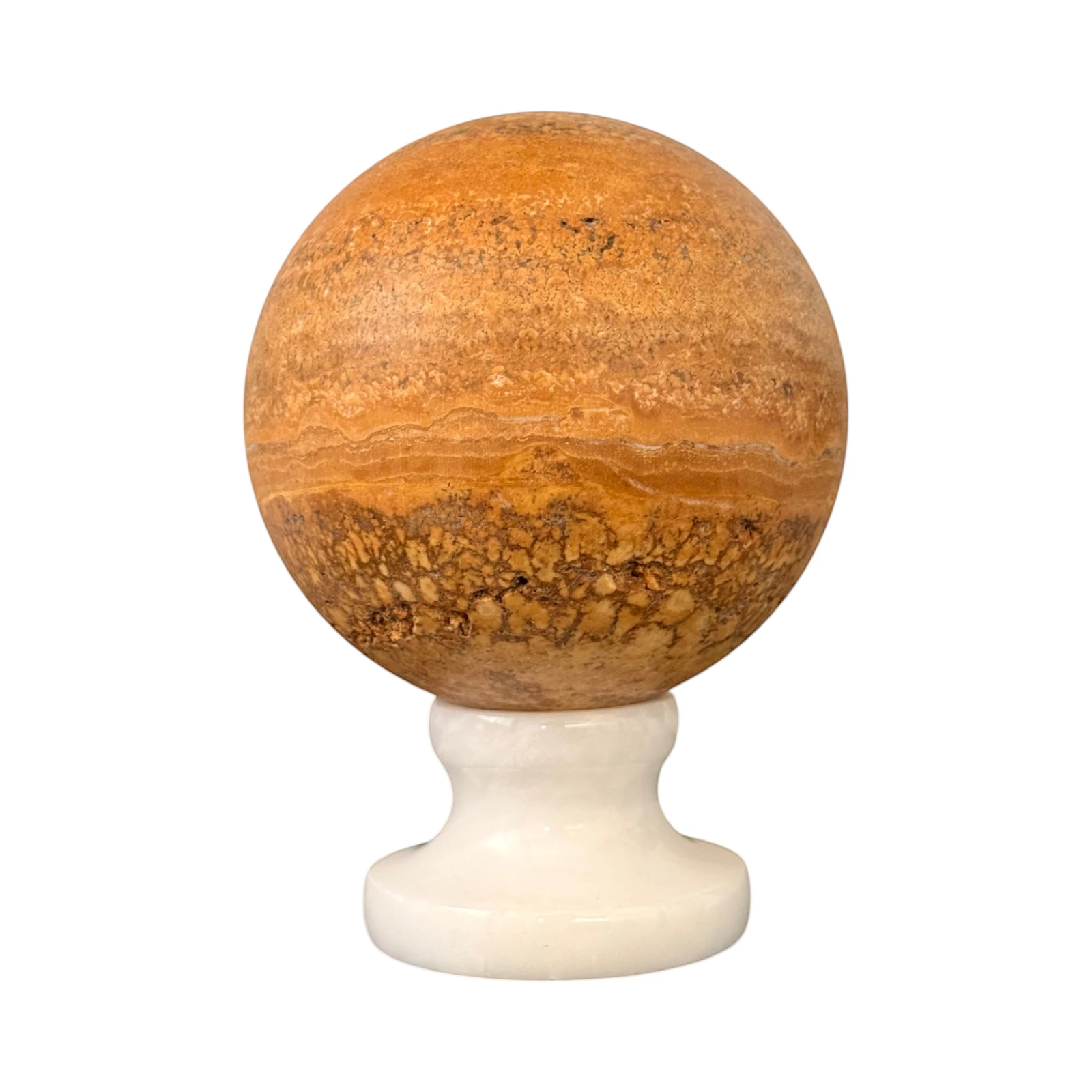 sfera-travertino-rosso-decorativa-salone-marmo-cosebelleantichemoderne