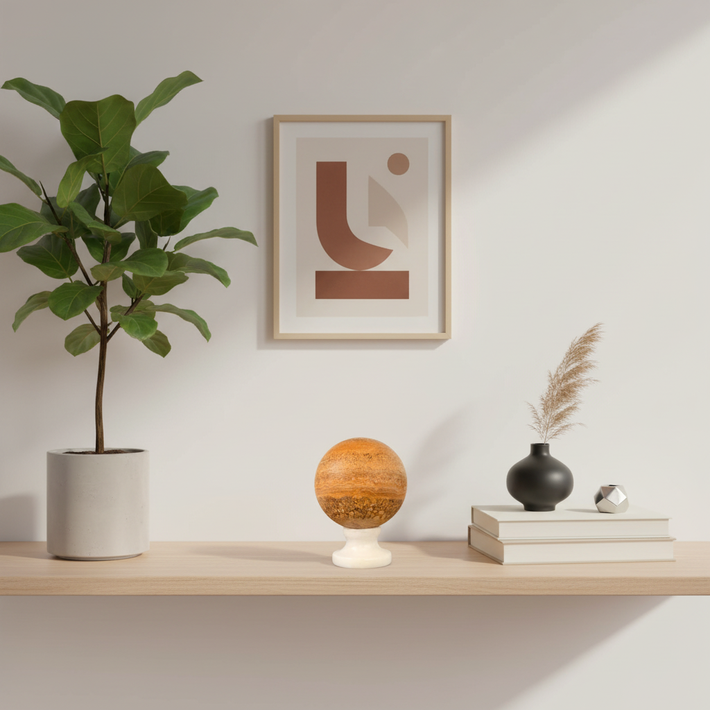 sfera-travertino-rosso-decorativa-salone-marmo-cosebelleantichemoderne