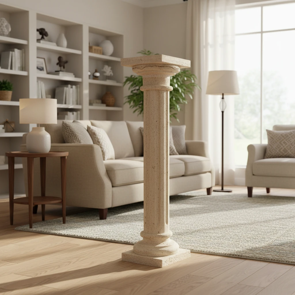 colonna-travertino-decorativa-salone-marmo-cosebelleantichemoderne