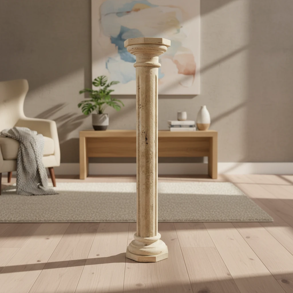 colonna-travertino-decorativa-salone-marmo-cosebelleantichemoderne
