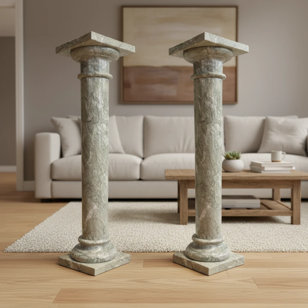 coppia-colonna-cipollino-decorativa-salone-marmo-cosebelleantichemoderne