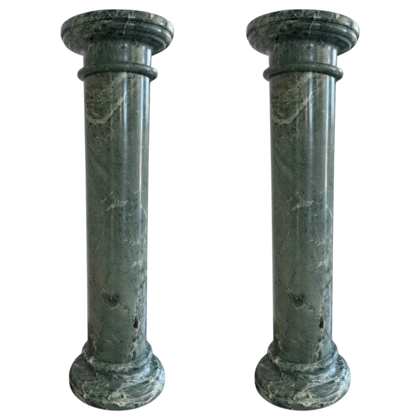 coppia-colonna-verde-alpi-decorativa-salone-marmo-cosebelleantichemoderne