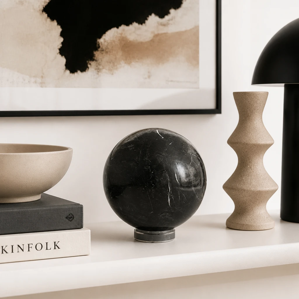 sfera-marmo-nero-decorativa-cosebelleantichemoderne